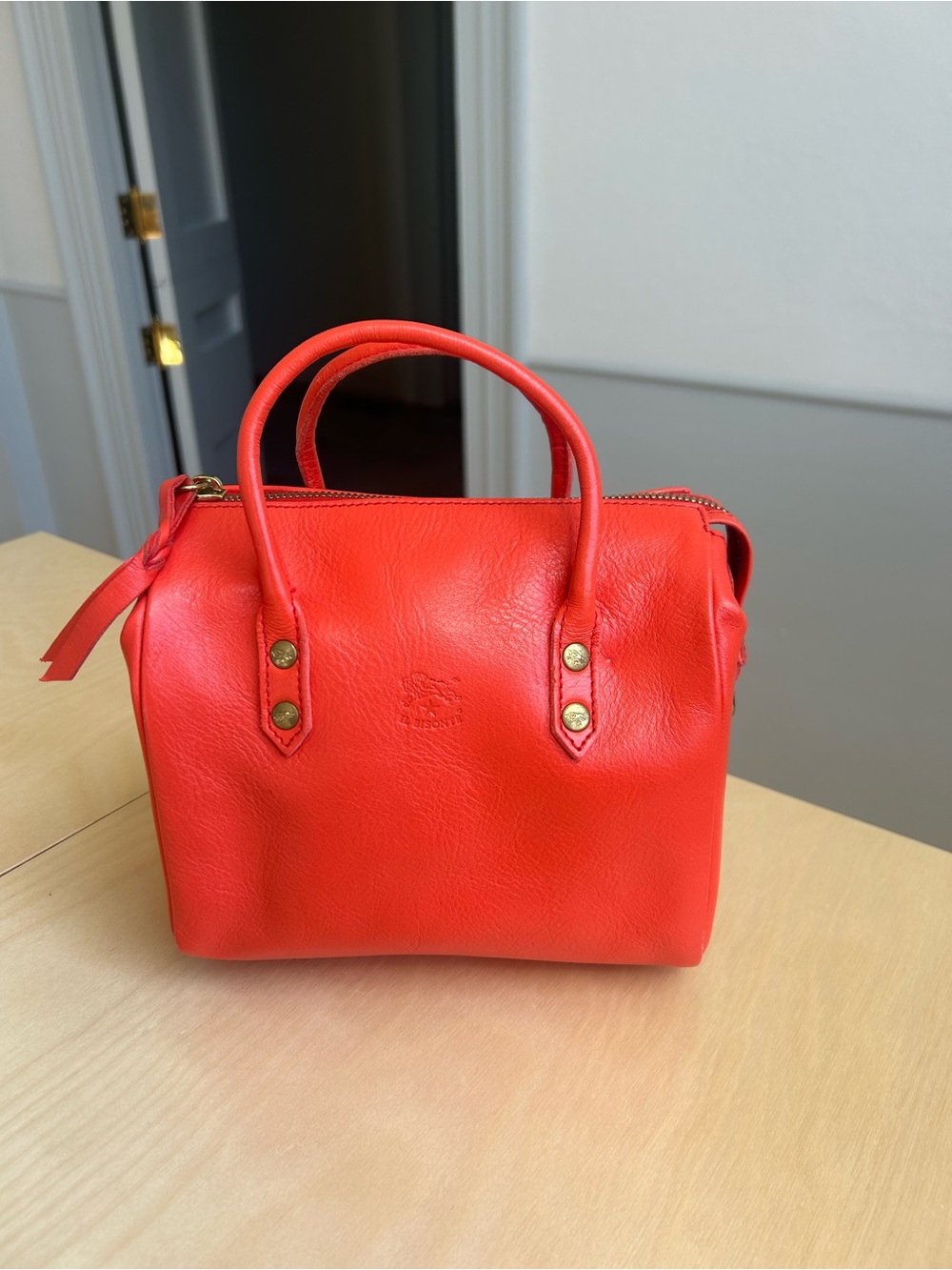 Il Bisonte Red/Orange Italian Leather Handbag